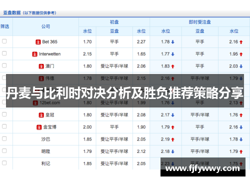 丹麦与比利时对决分析及胜负推荐策略分享